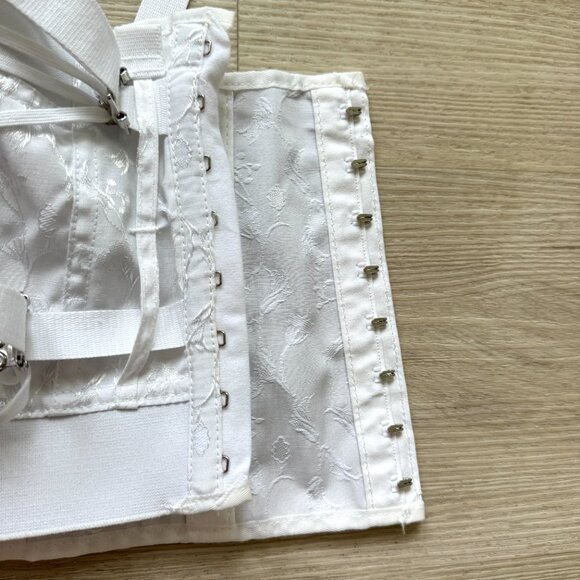 Vintage CAMP White Boned Corset Bustier Top Cosplay - Picture 5 of 12